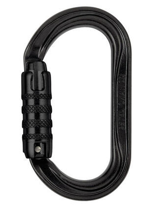 Mousqueton ovale Petzl Oxan Triact-Lock acier noir 38 kN ouverture 20 mm