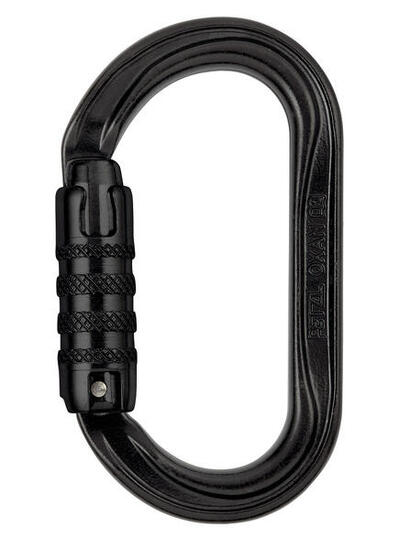 Mousqueton ovale Petzl Oxan Triact-Lock acier noir 38 kN ouverture 20 mm
