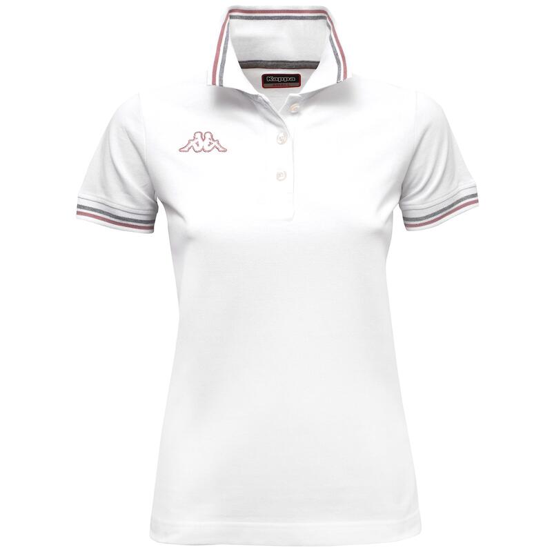 kappa polo maniche corte da donna in cotone bianco da fitness