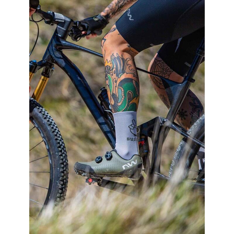 Sosete ciclism - Sunday Monday Sock - Light Grey | Forest Green