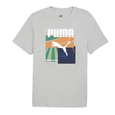 Heren-t-shirt met korte mouwen puma graphics grijs