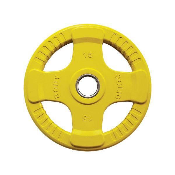 Prato de peso olímpico de borracha colorido da Body-Solid - Amarelo - 15 kg