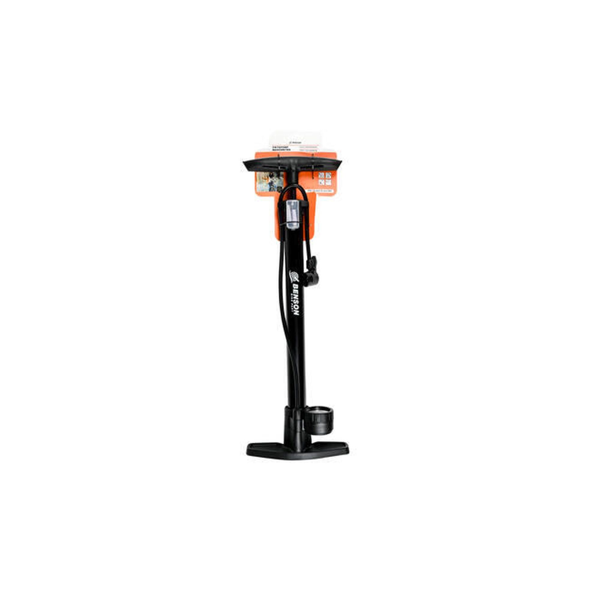 Pompă de bicicletă cu manometru 11 bari, pompă de podea, negru