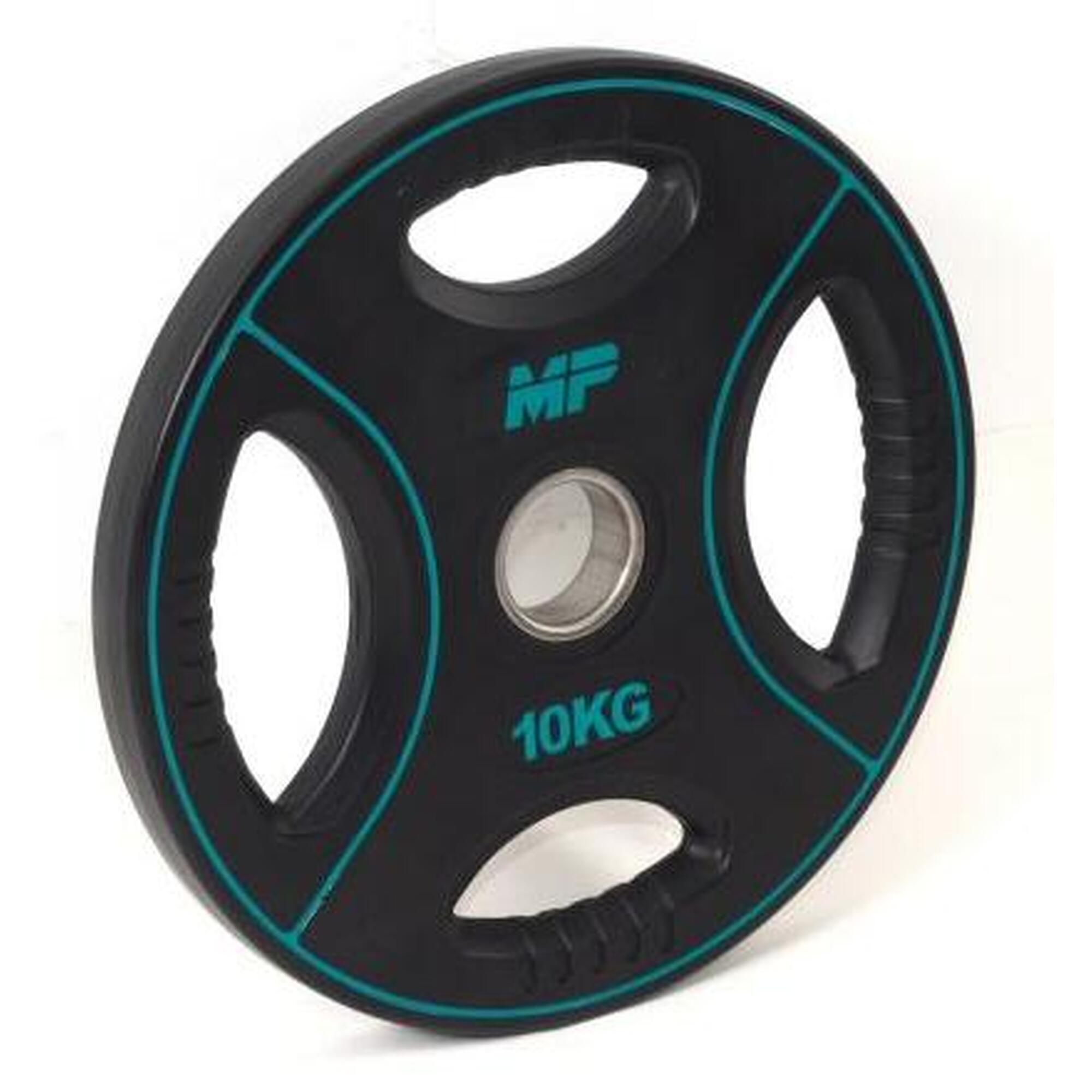 Muscle Power - Plaque De Musculation Muscle Power Pu 4 Poignées - 50 Mm - 10 Kg - Poids De Musculation - Noir - 10 Kg - Decathlon