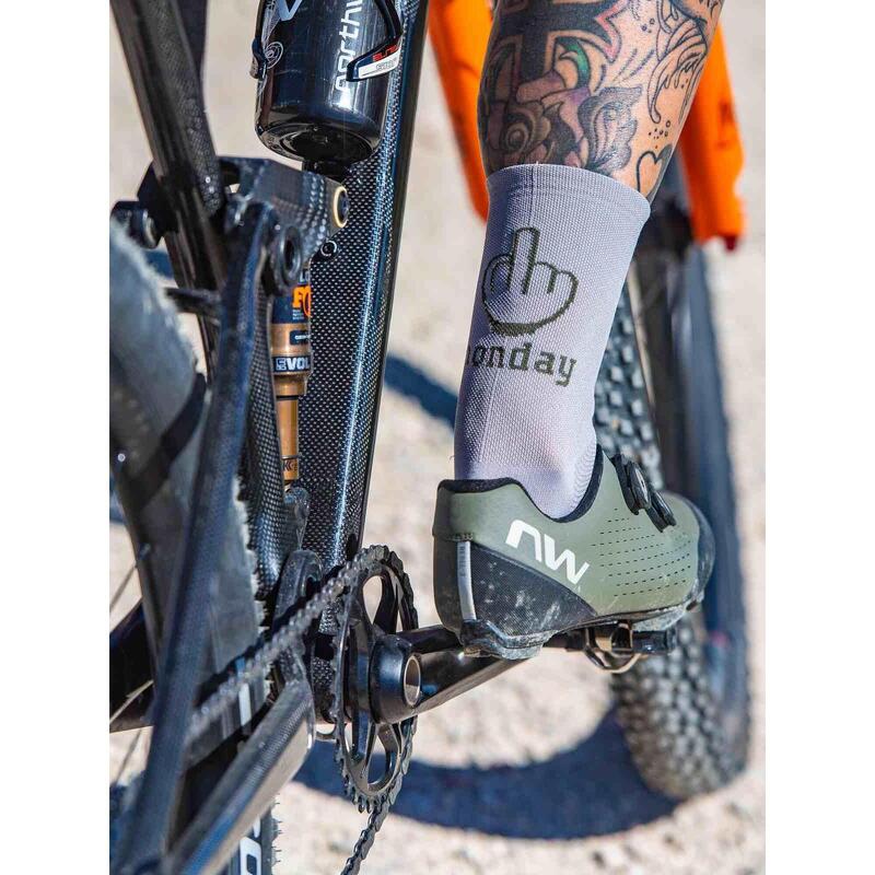 Sosete ciclism - Sunday Monday Sock - Light Grey | Forest Green