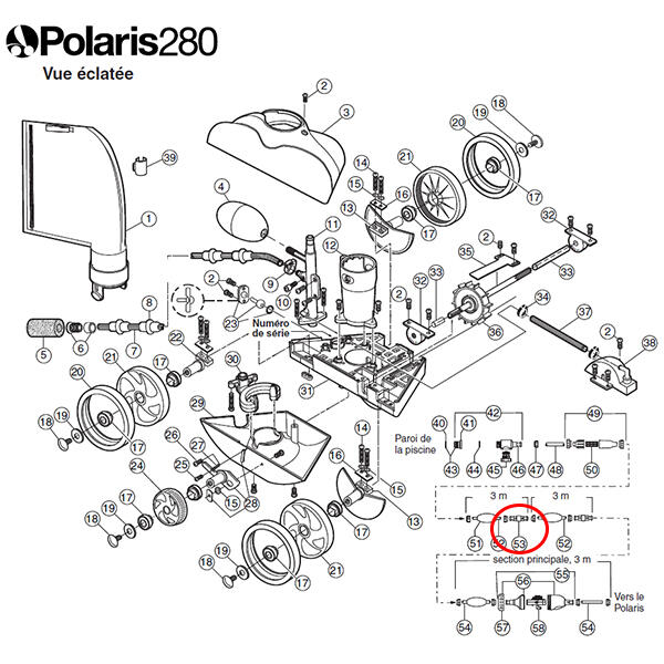 Emerillon tournant à roulement à billes pour polaris 180/280/380 2/2