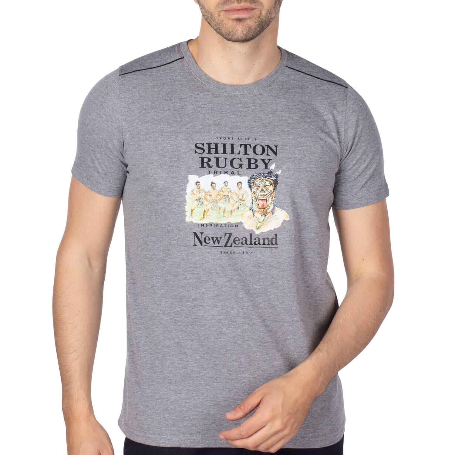 Shilton - Tshirt Rugby Print Tribal Homme - T-shirt Manches Courtes - Gris - S - Decathlon