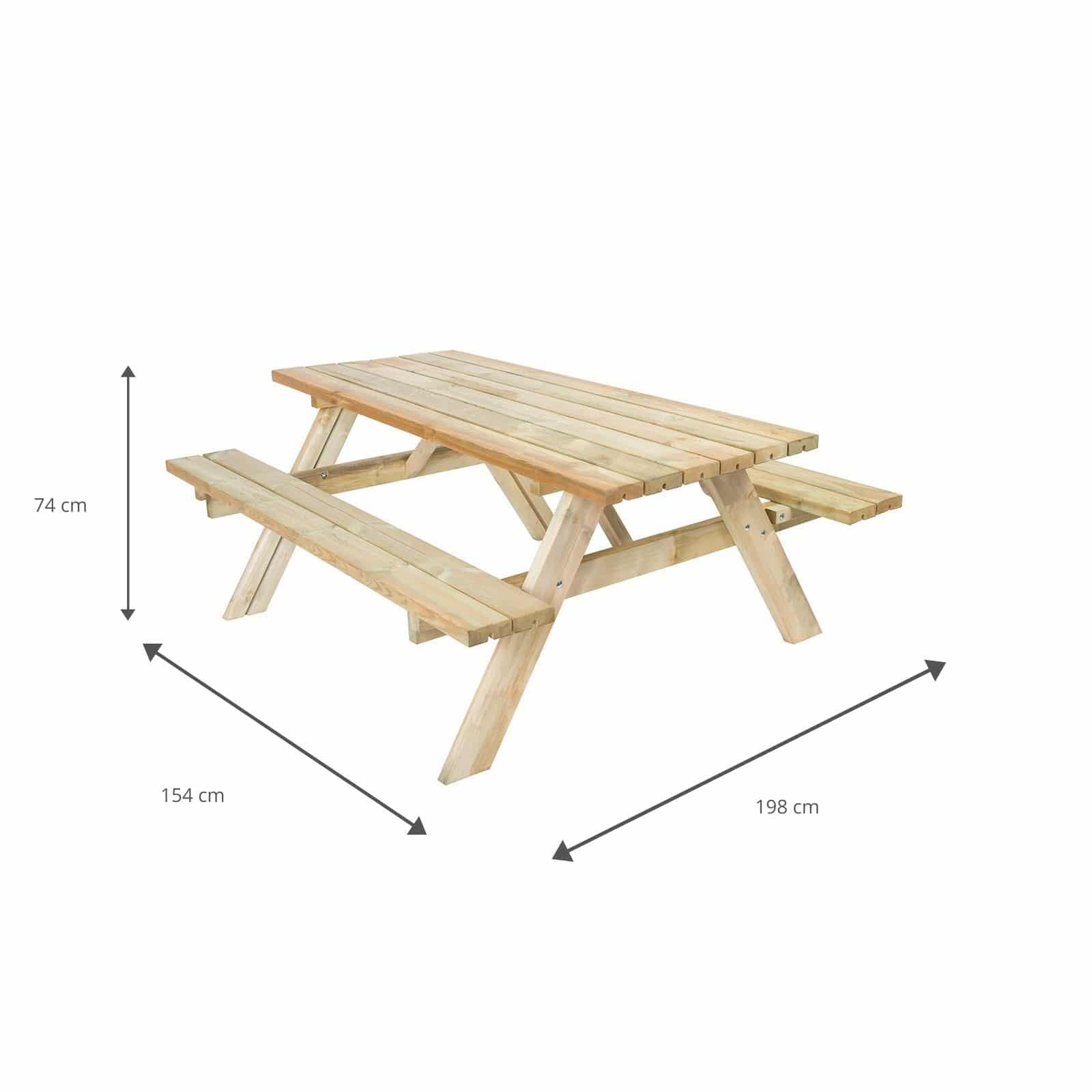 Mesa de Picnic en Madera Maciza Gardiun Essential 200x154x74 cm Mesa de Jardín p 3/3