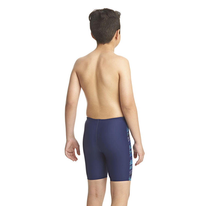 男童 UPF50+ 速乾布料中長泳褲 - 藍色