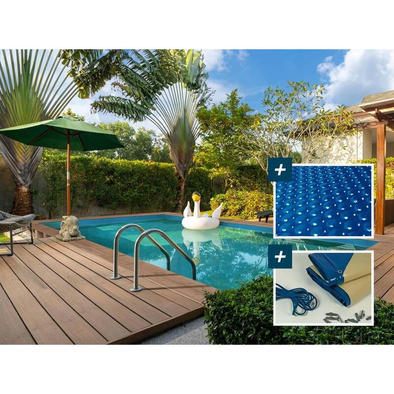 Piscine bois rectangle  Panama - 6.20 x 4.10 x 1.45 m + Bâche à bulles 180 µ -