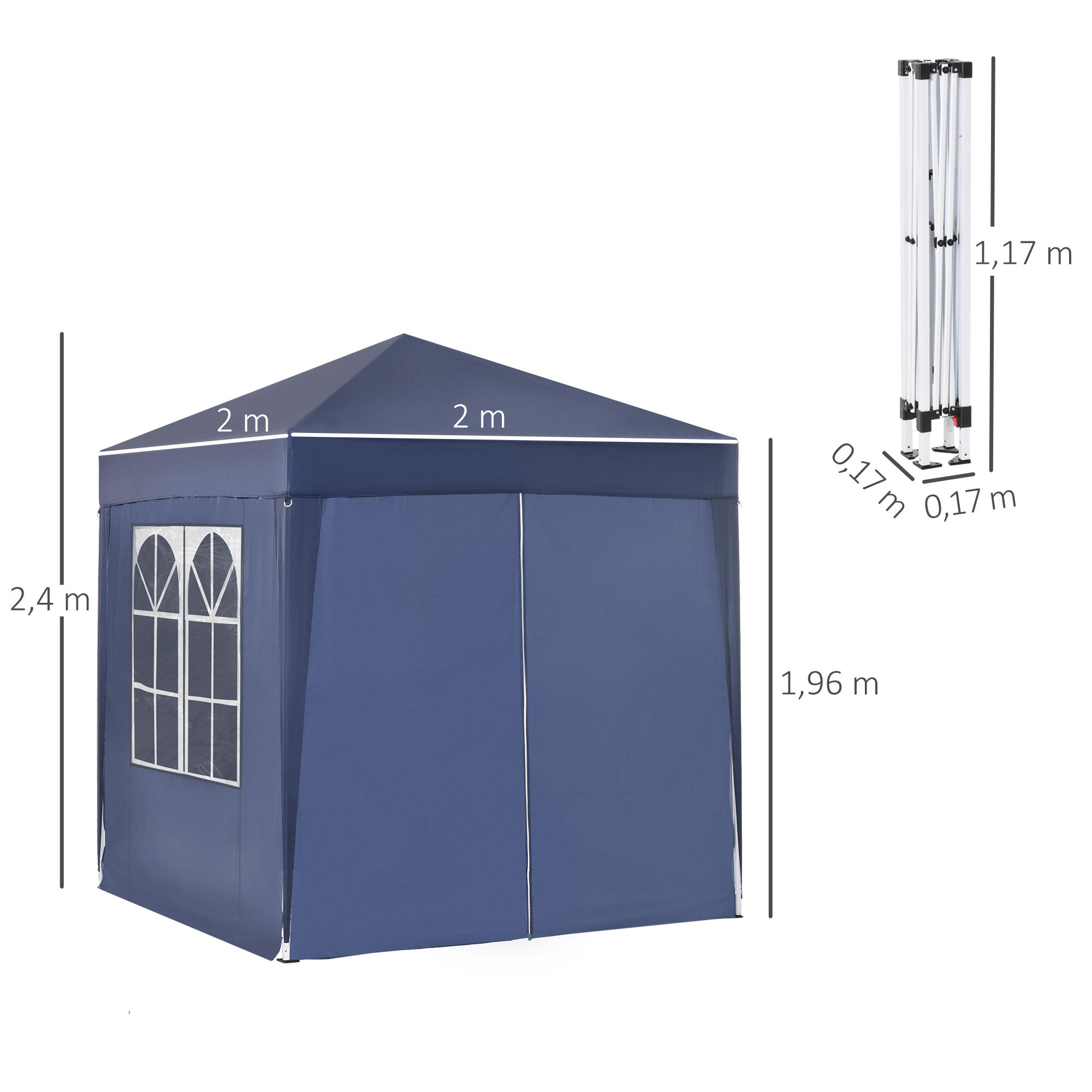 Carpa Plegable Outsunny 200x200x245 cm Azul 3/7