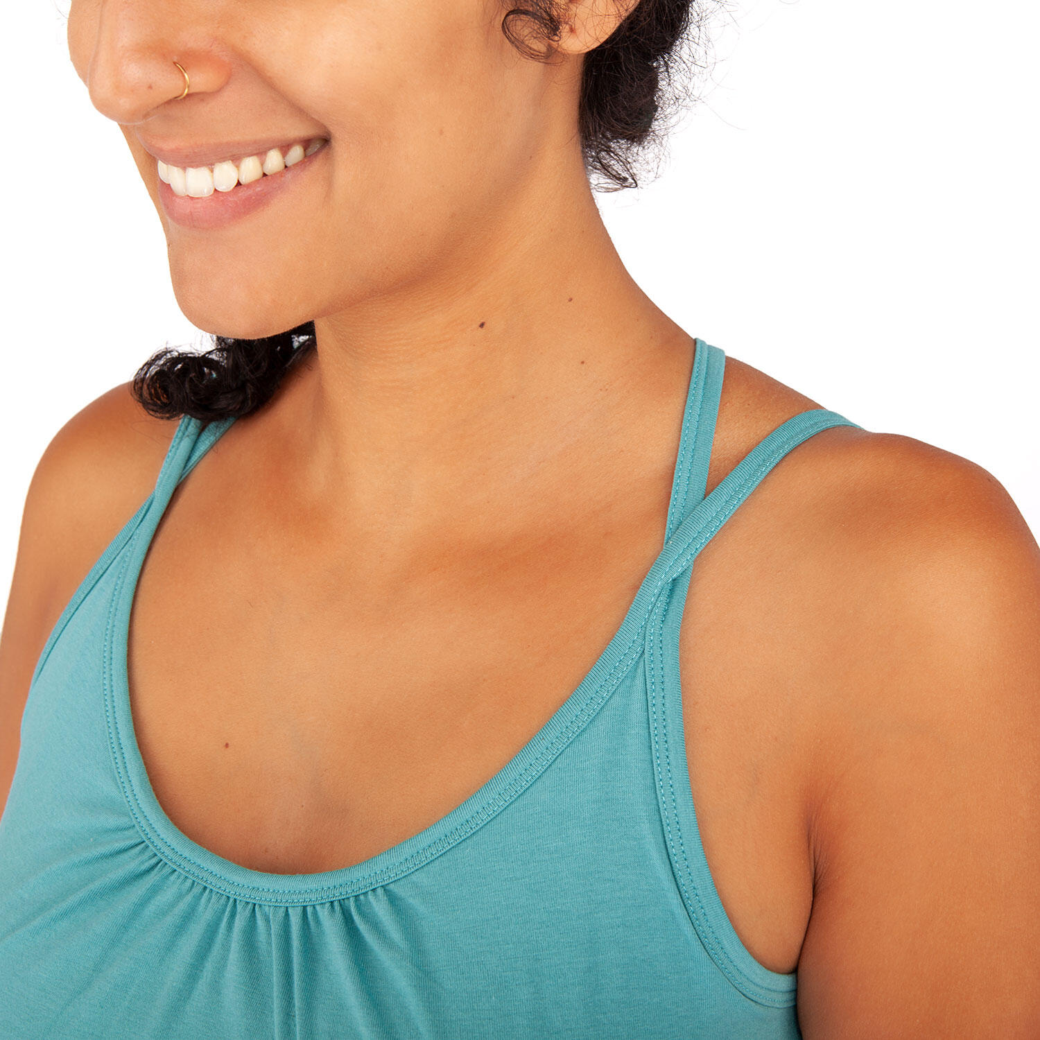 Yoga Spaghetti Top, Bio-Baumwolle, Türkis (Teal) 6/6