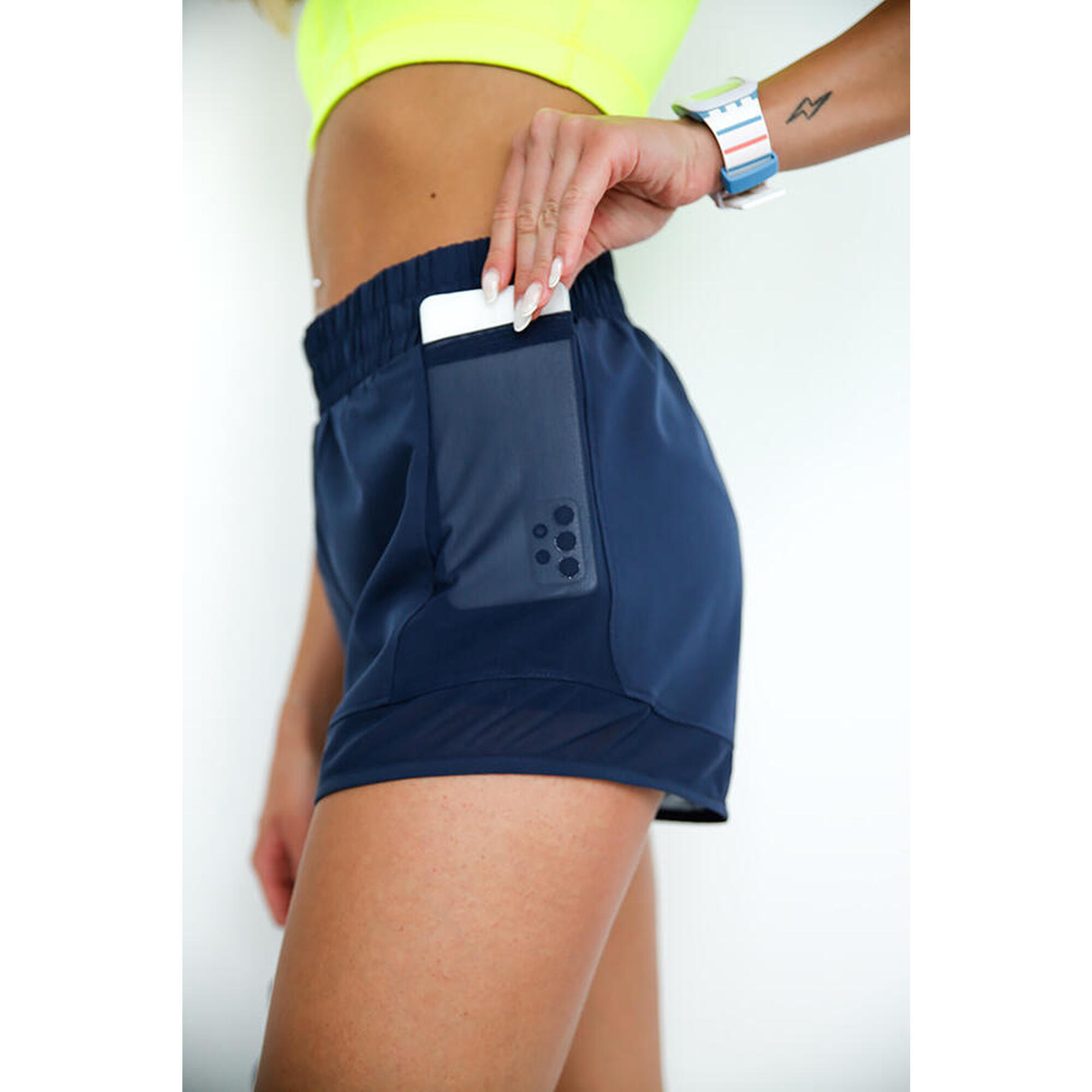 Spodenki do biegania 2w1 damskie 2skin 2w1 Racing navy