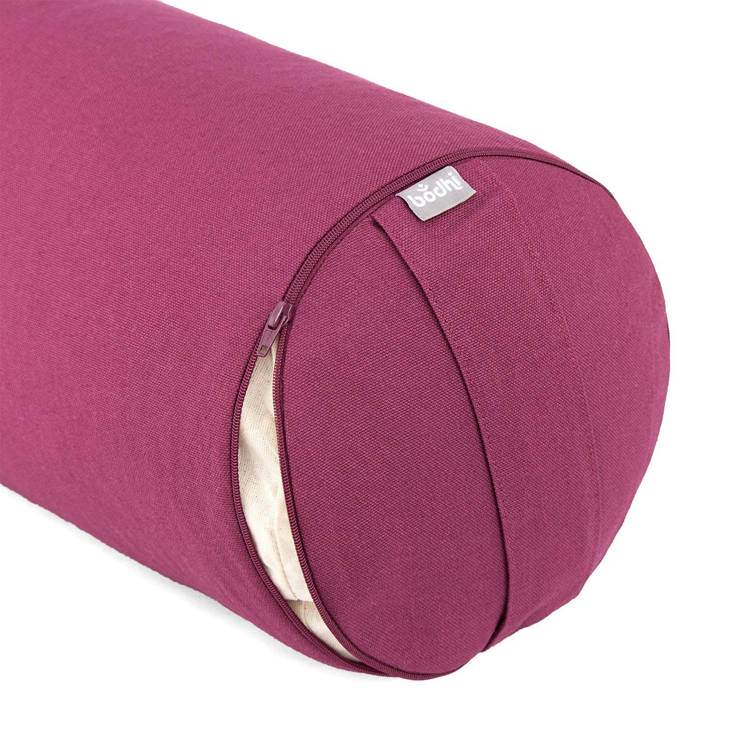 Yoga-Bolster (rund) BASIC aubergine, Dinkelhülsen 3/6