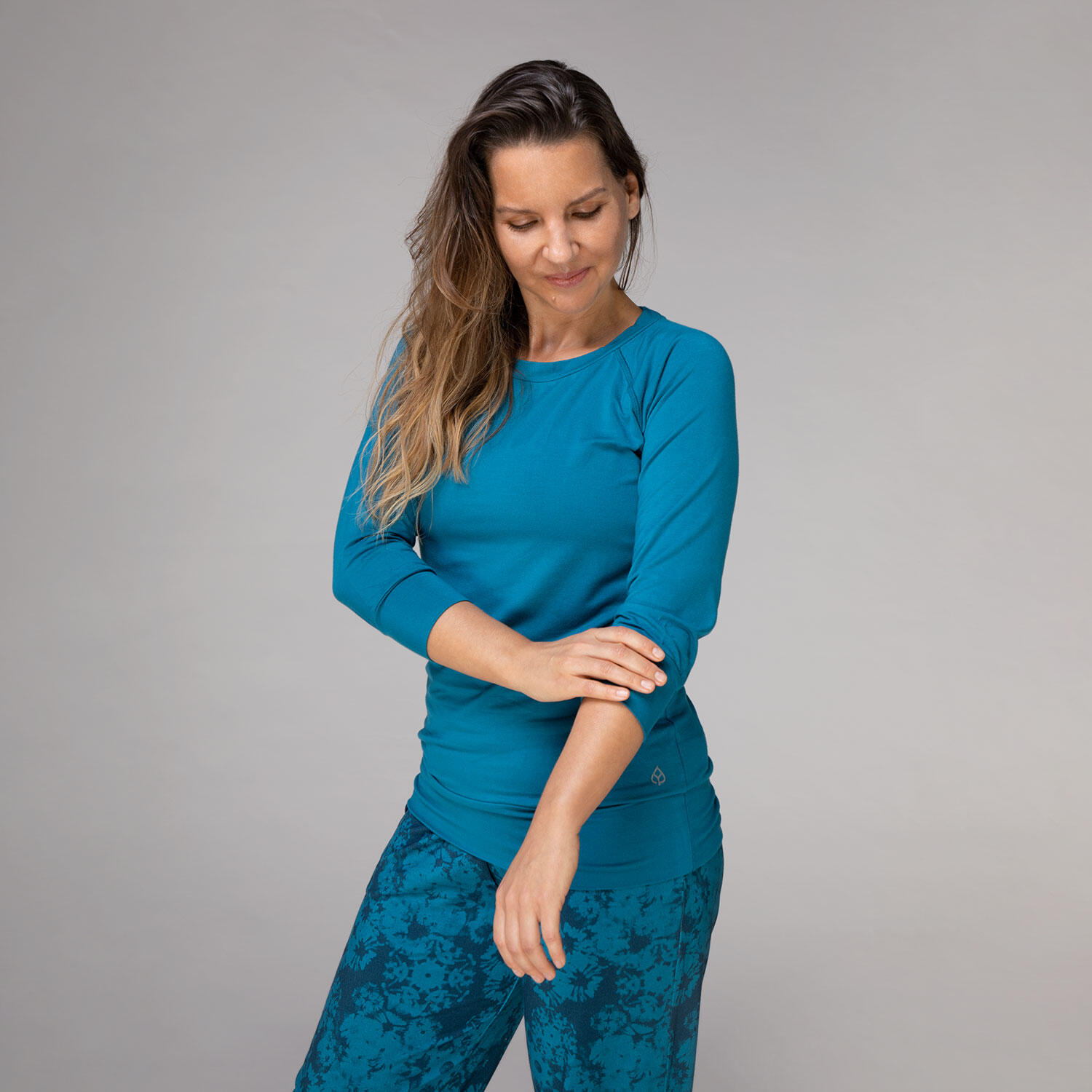 Casual ¾ Yoga Longsleeve, Modal, Petrol-blau (Lyons Blue) 6/6
