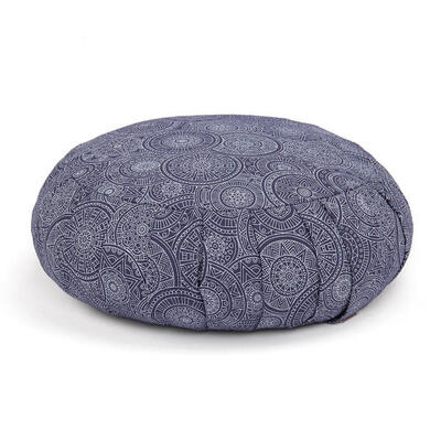 Gemustertes Meditationskissen ZAFU "Mandala". dunkelblau. Dinkelhülsen