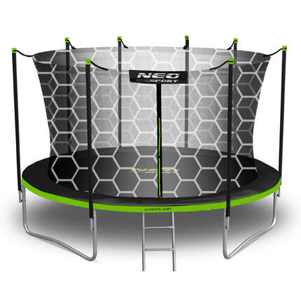 Erwachsene Gymnastik Trampolin mit Innen-Netz und Leiter - Neo-Sport grün