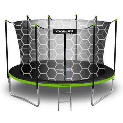 Erwachsene Gymnastik Trampolin mit Innen-Netz und Leiter - Neo-Sport grün