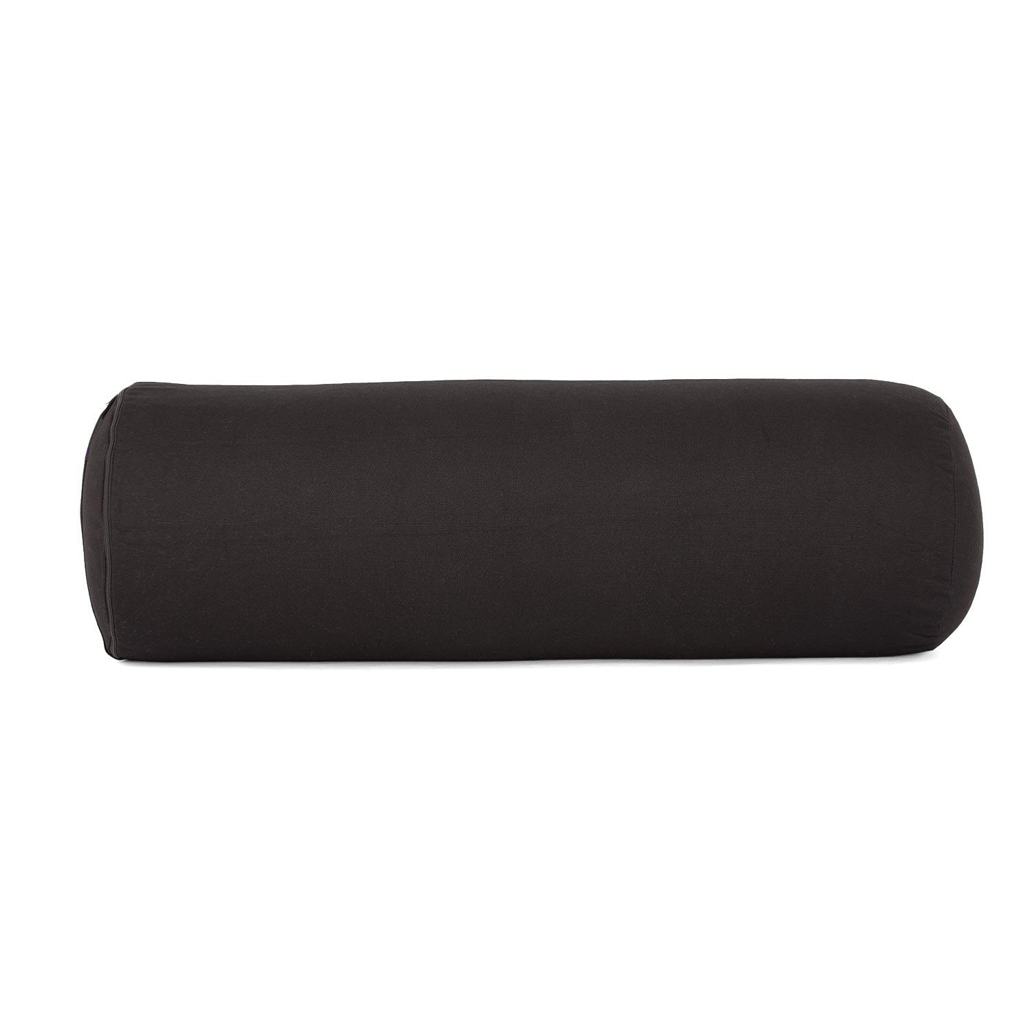 Yoga-Bolster (rund) BASIC schwarz, Dinkelhülsen 2/6