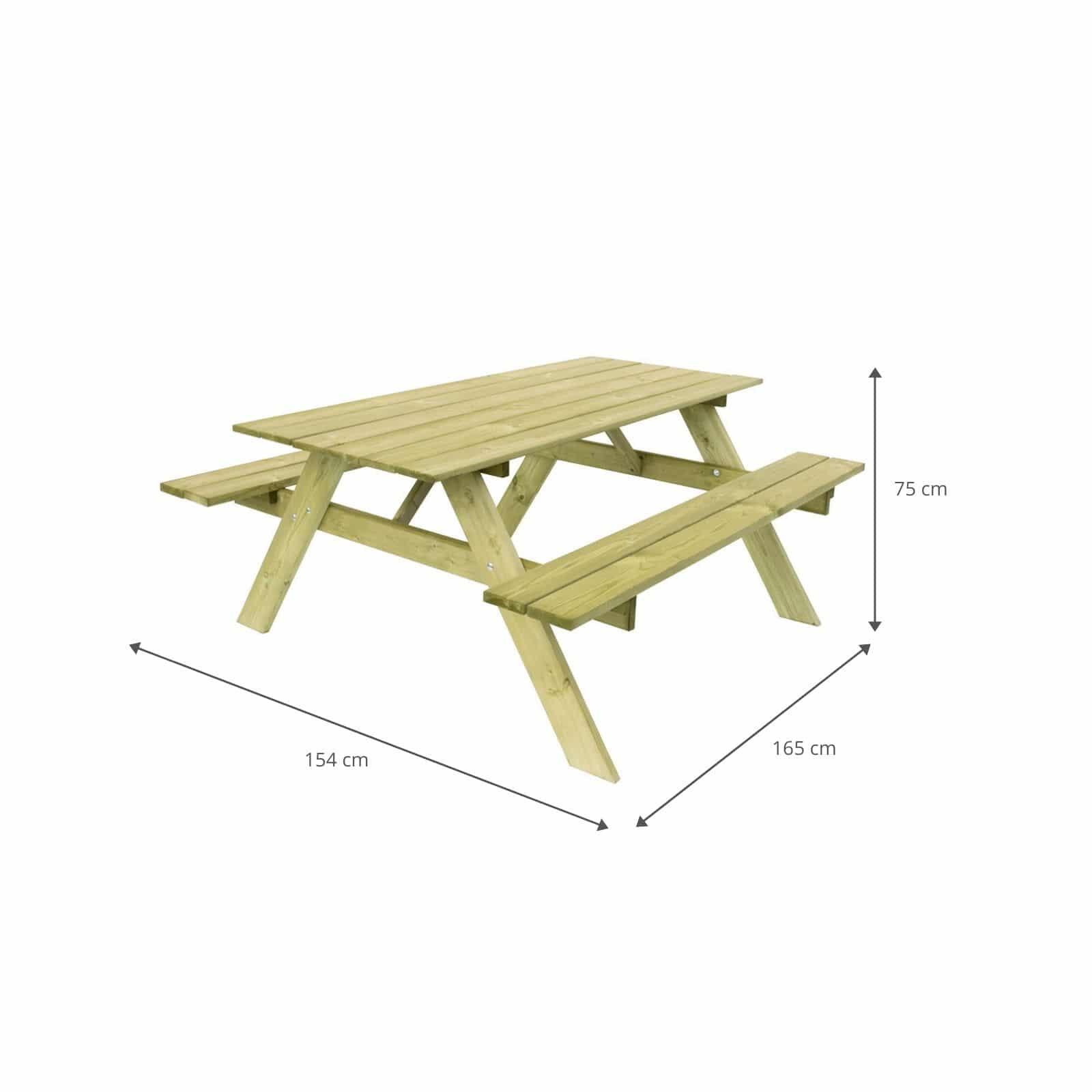 Mesa de Picnic en Madera Maciza Gardiun Essential 165x154x75 cm Mesa de Jardín p 4/4