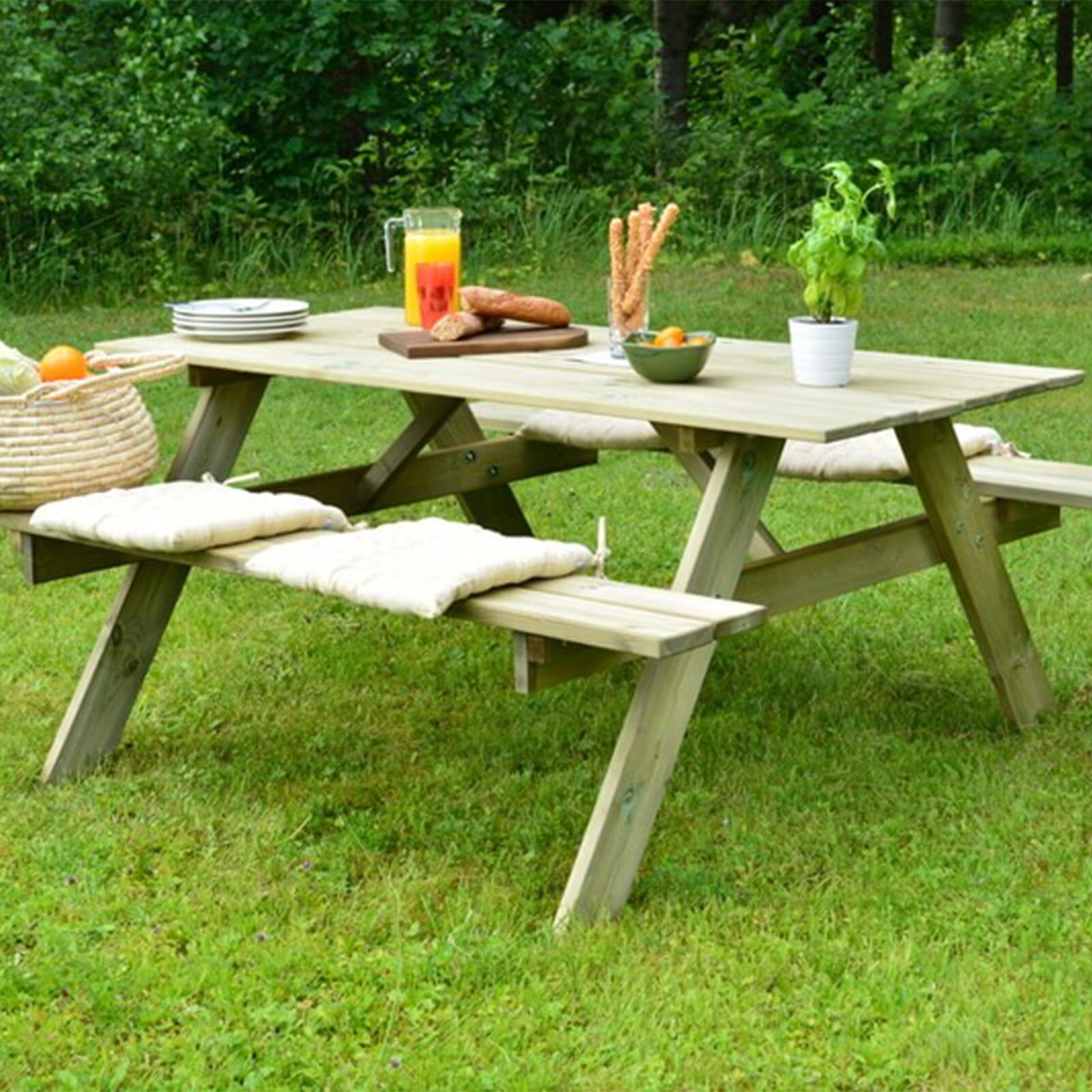 Mesa de Picnic en Madera Maciza Gardiun Essential 165x154x75 cm Mesa de Jardín p 2/4