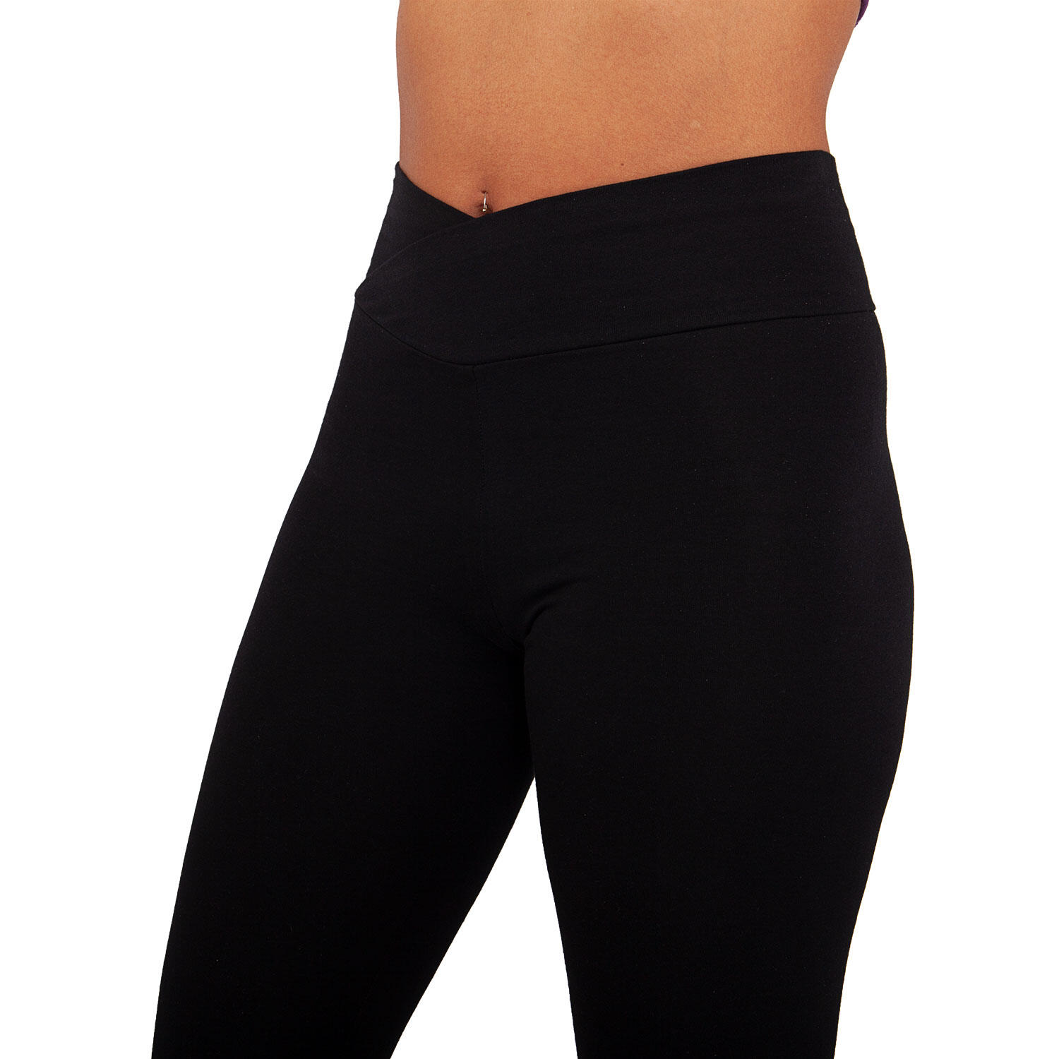 Basic Yoga Leggings Crossed Waist, Bio-Baumwolle, Schwarz 6/6