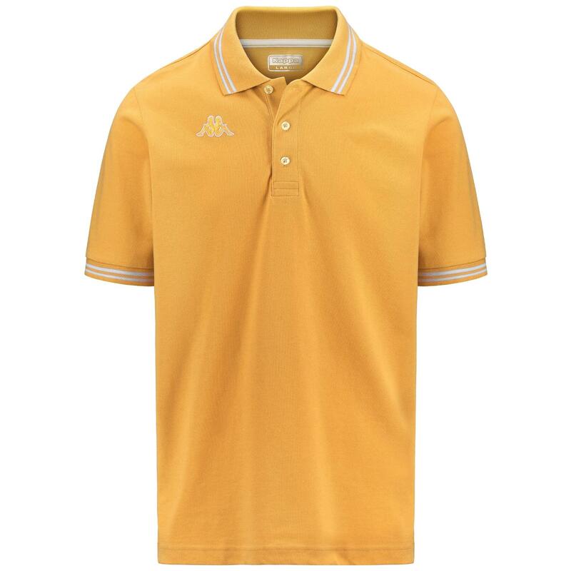 kappa polo maniche corte da uomo in cotone giallo da fitness