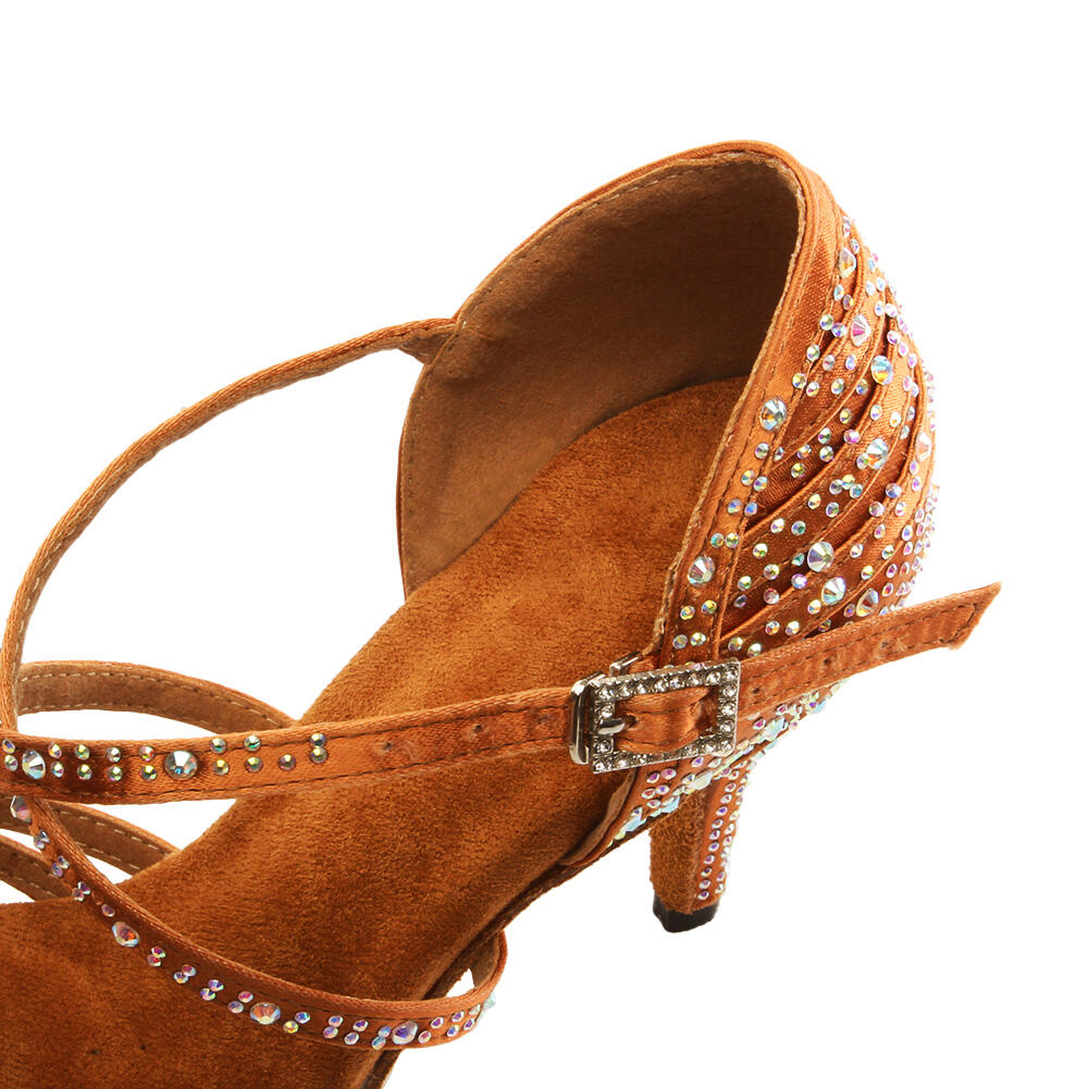 Sapatos de dança de salsa latino de salto alto com strass santiago 5/7