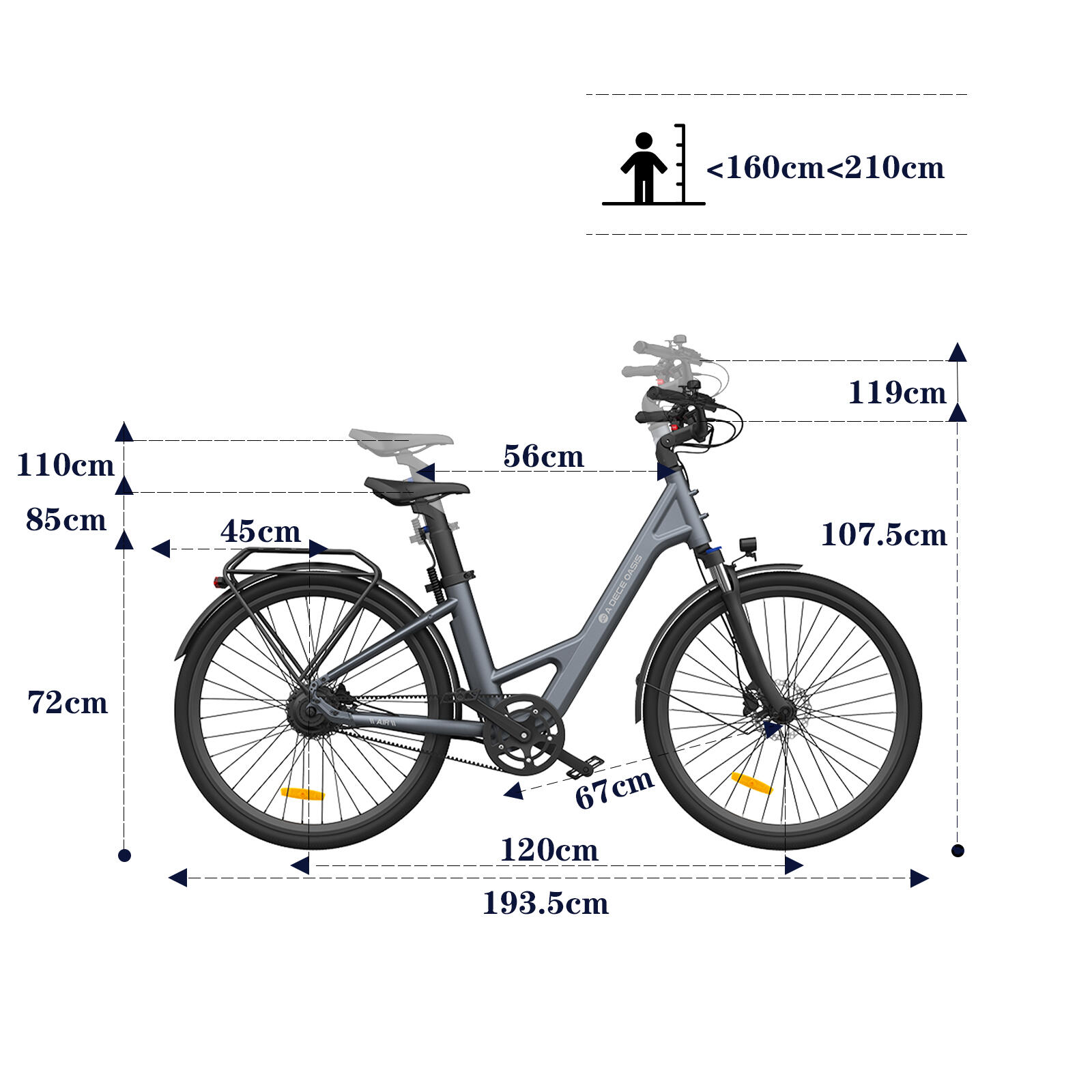 ADO Air28 Bicicleta eléctrica,Ebike 28",Transmisión por Correa,Aplicación,250W 7/9