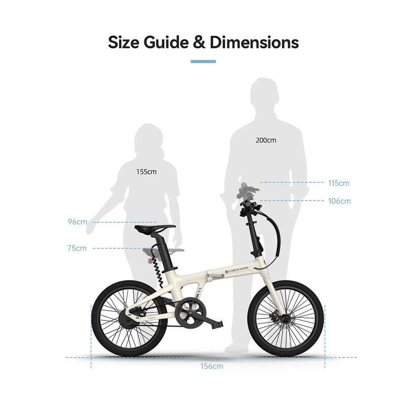 Bici elettrica pieghevole ADO Air20, EBike con trasmissione a cinghia, 17,5 kg