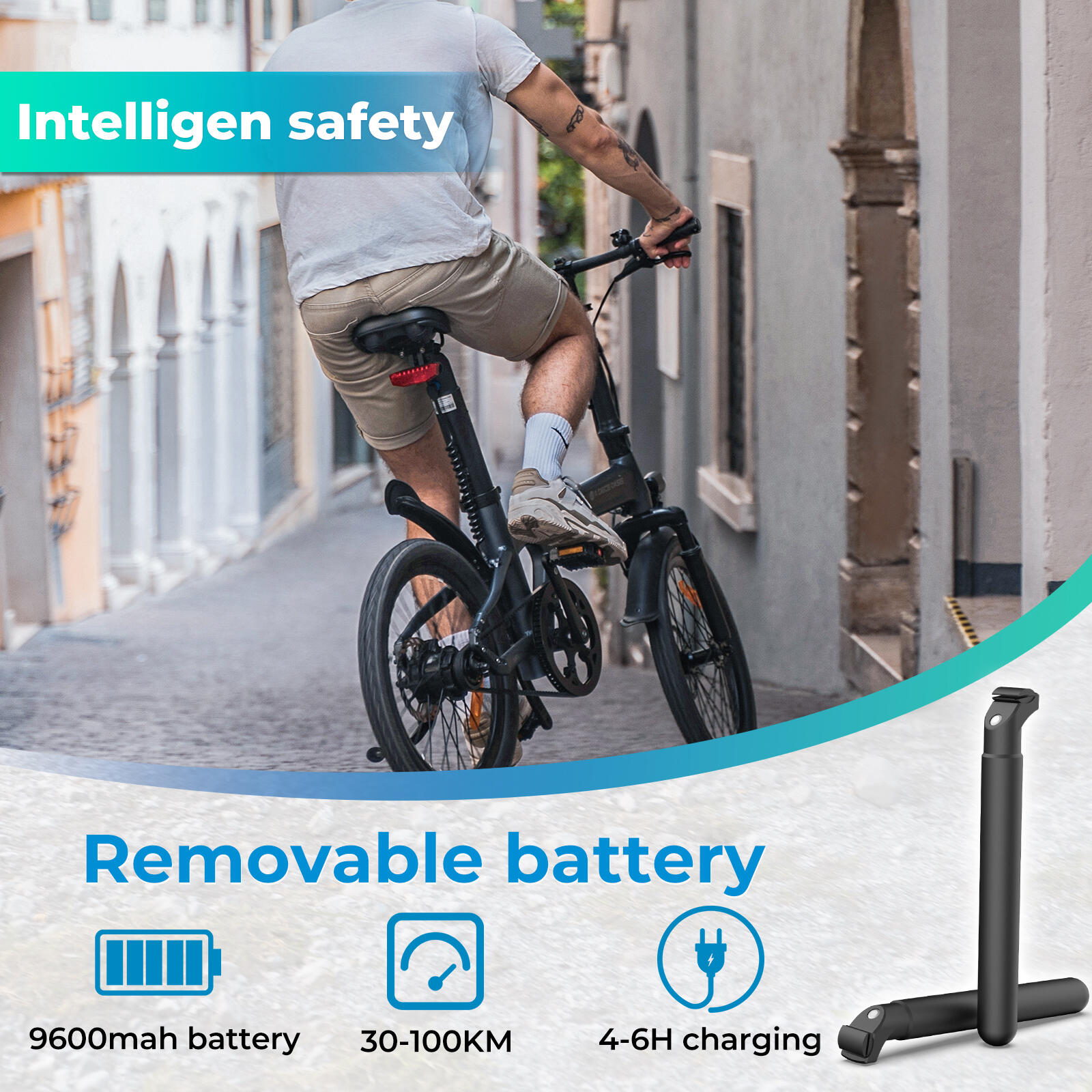 ADO Air20S Opvouwbare Elektrische Fiets, EBike Riemaandrijving, 18.5kg, LCD, APP 4/8