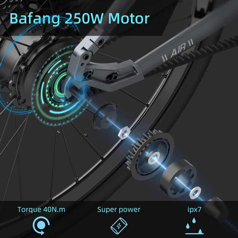 Bicicleta elétrica Transmissão por Correia Pedelec - Motor Bafang ADO Air28Pro