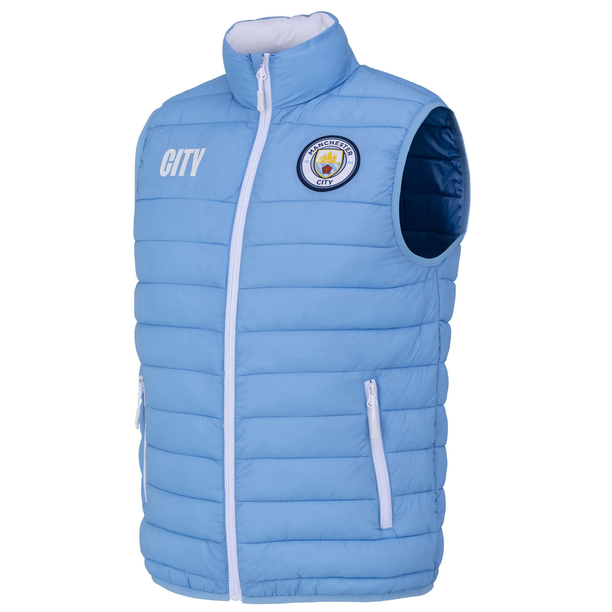 Manchester City - Doudoune Sans Manche Manchester City - Collection Officielle - Doudoune Synthétique - Bleu - 38 S - Decathlon