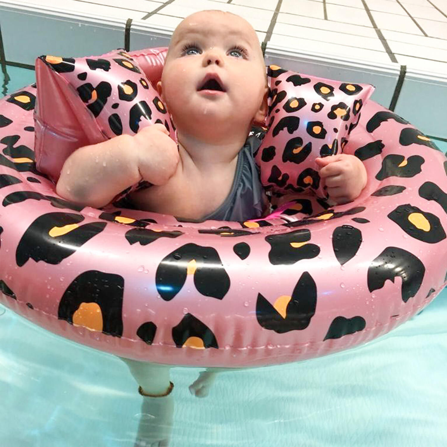 Zwemband baby float panterprint roségoud 0 1 jaar 2/6