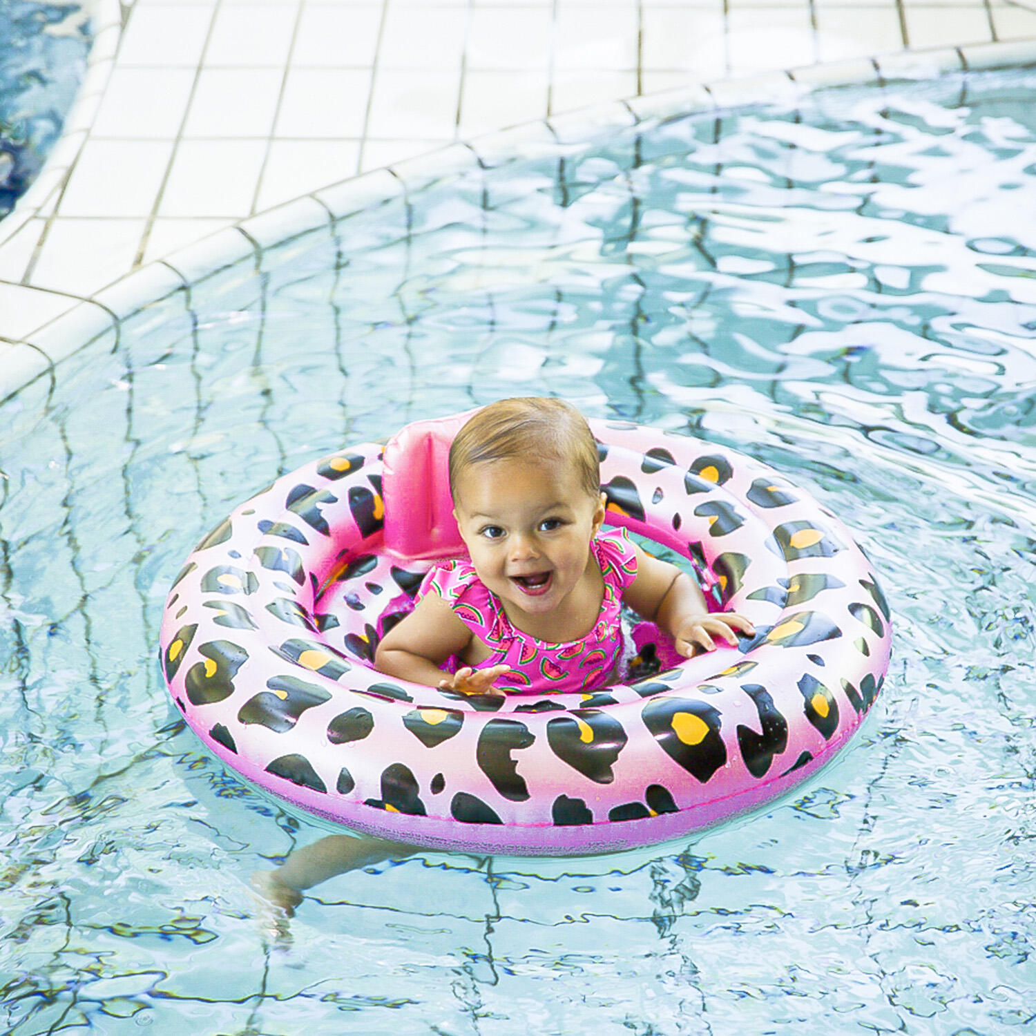 Zwemband baby float panterprint roségoud 0 1 jaar 5/6