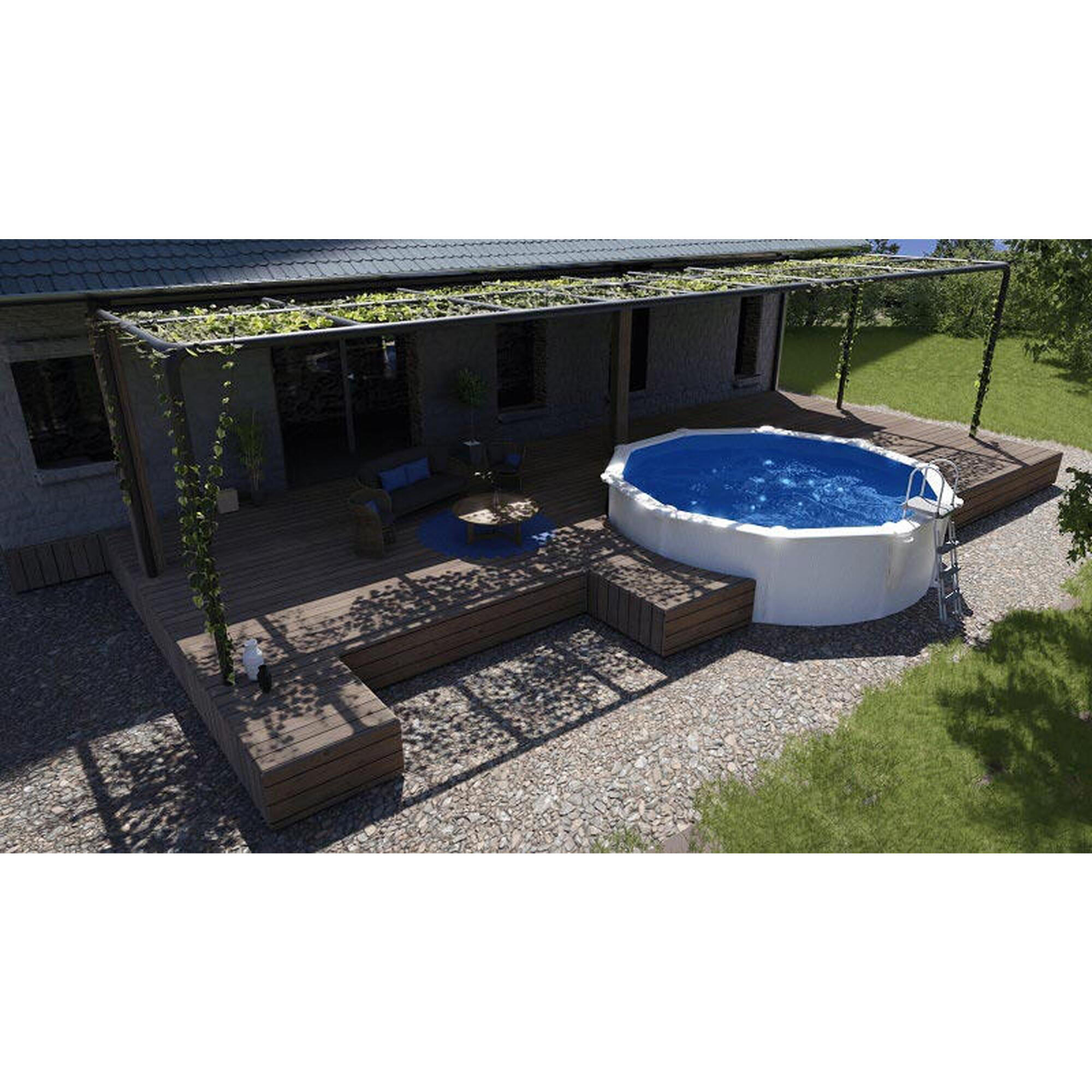 Piscina Desmontable redonda Ø300cm y altura 120cm de acero blanco GRE Bora Bora