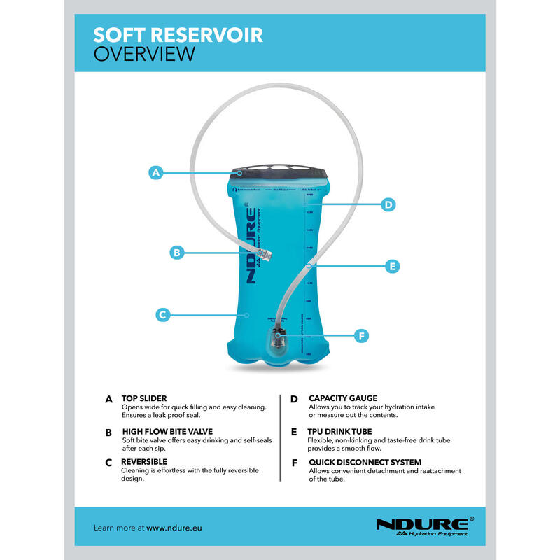 NDURE Poches à eau  3 L + Tube isolé pour boisson