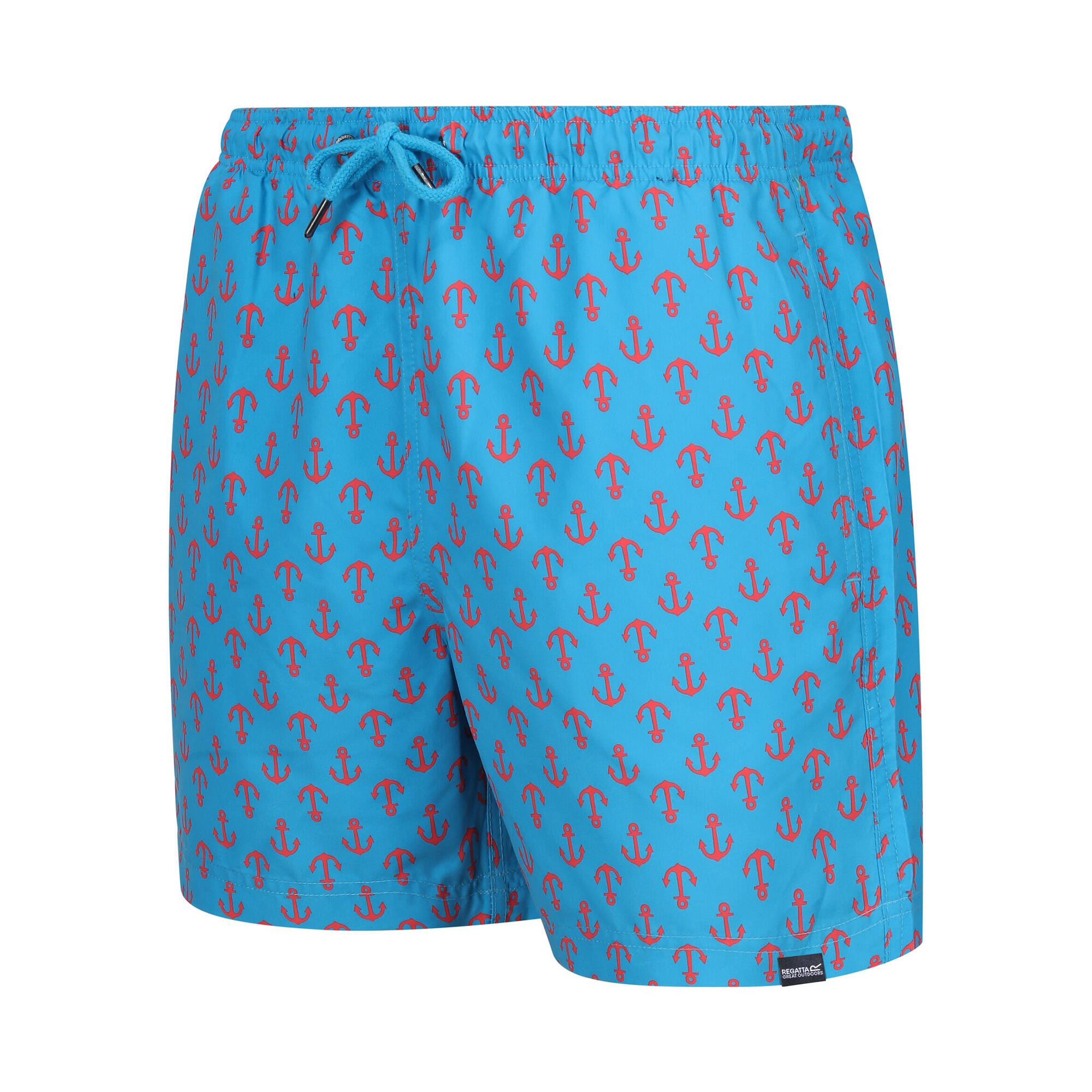 Mens Loras Anchor Swim Shorts (Fluro Blue) 3/6