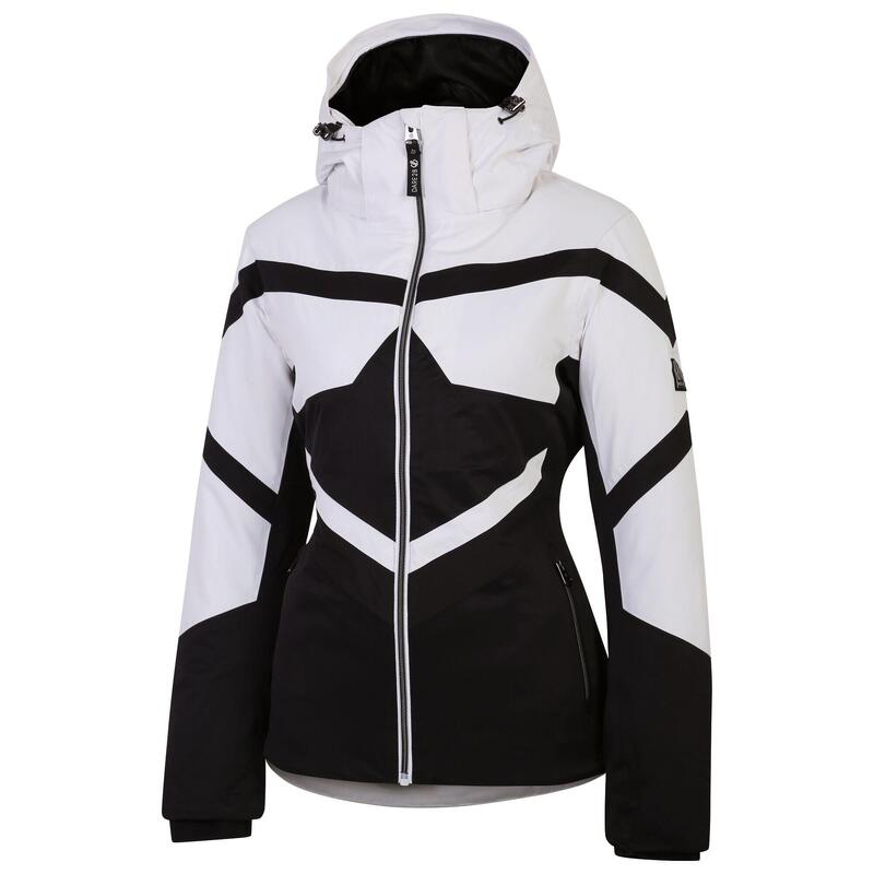 Dames Rocker Hooded Jacket (Zwart/Wit)