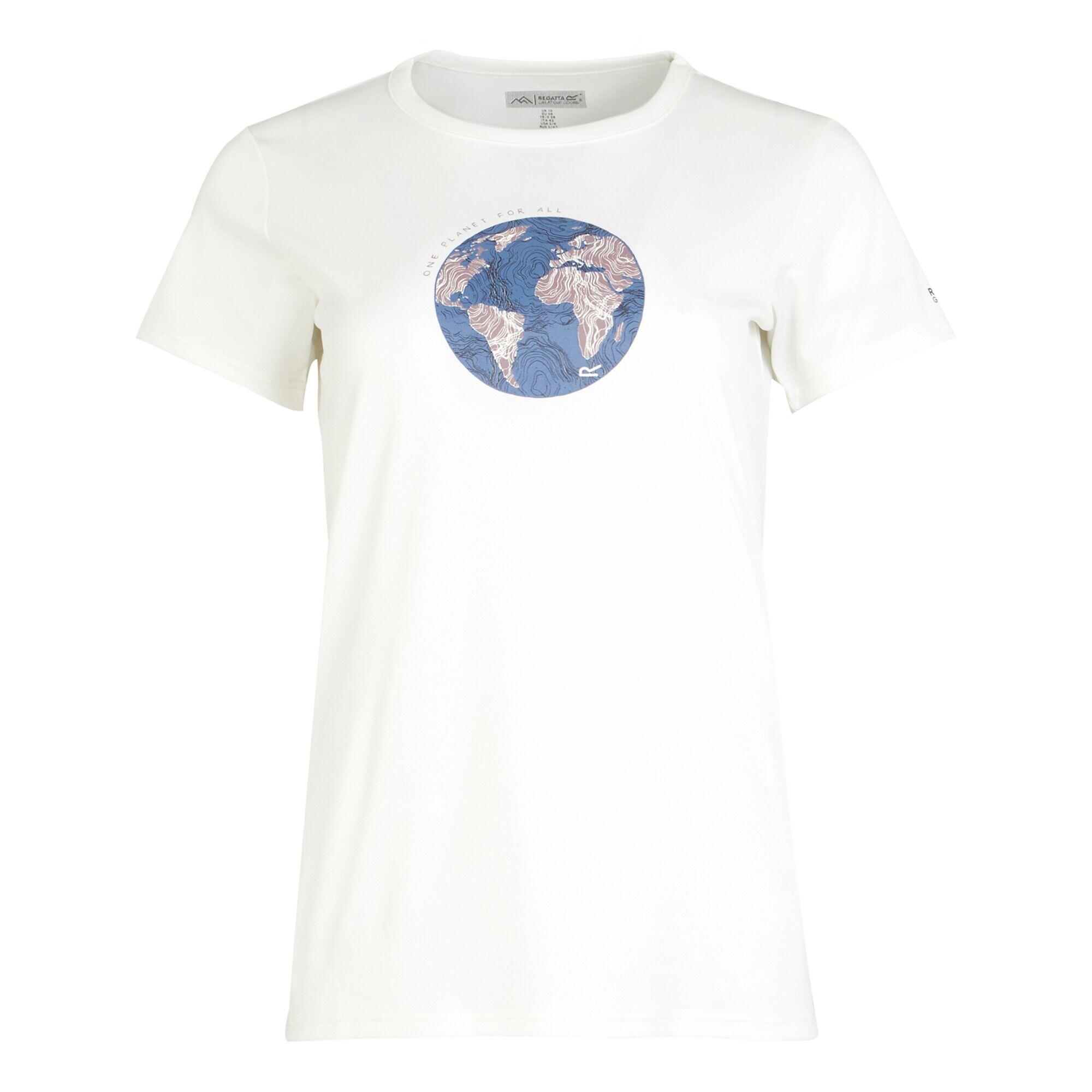 Regatta - Tshirt Motif/style Globe Fingal Femme (blanc / Globe Terrestre) - T-shirt Manches Courtes - Blanc - Decathlon