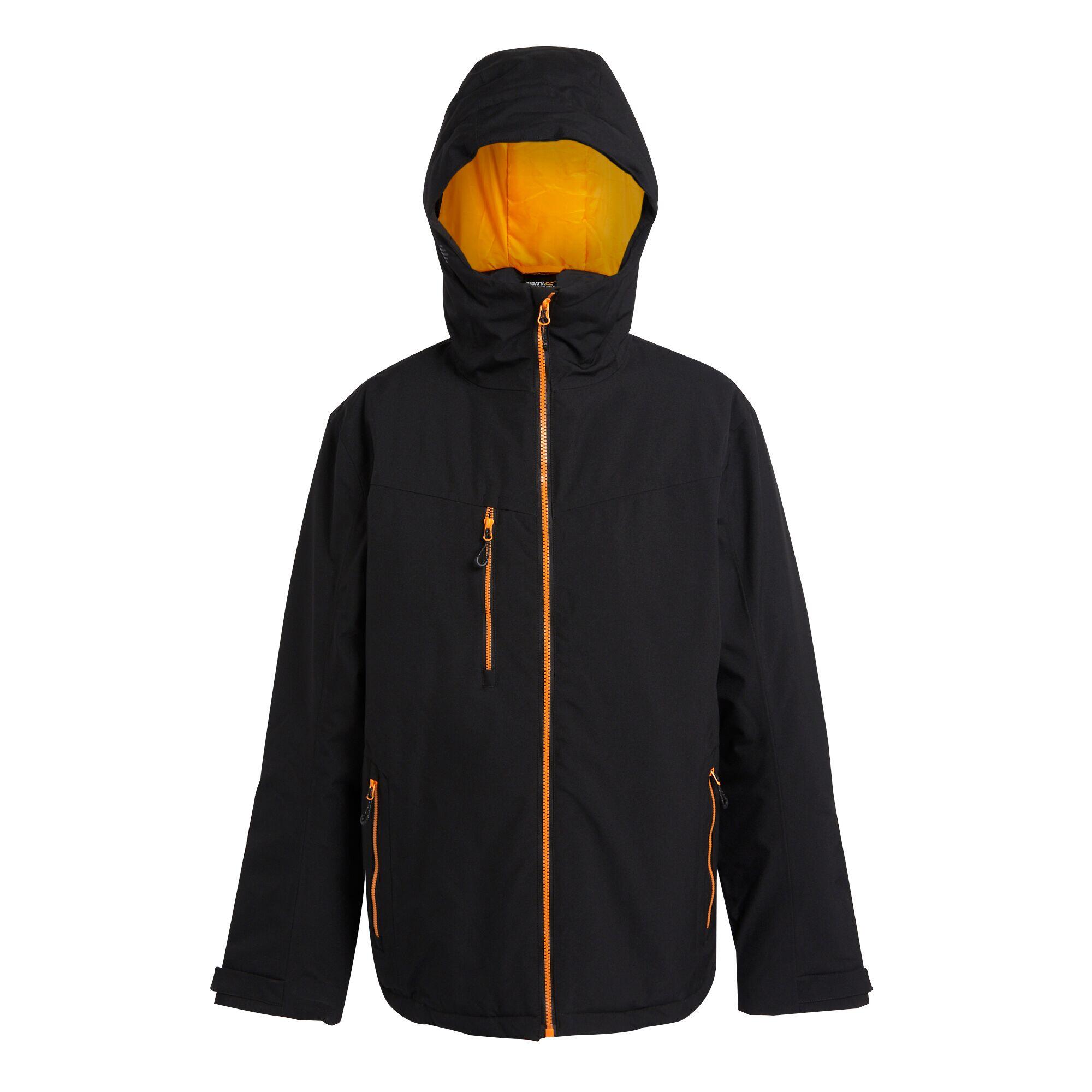 REGATTA Mens Insulated Waterproof Jacket (Black/Orange Pop)