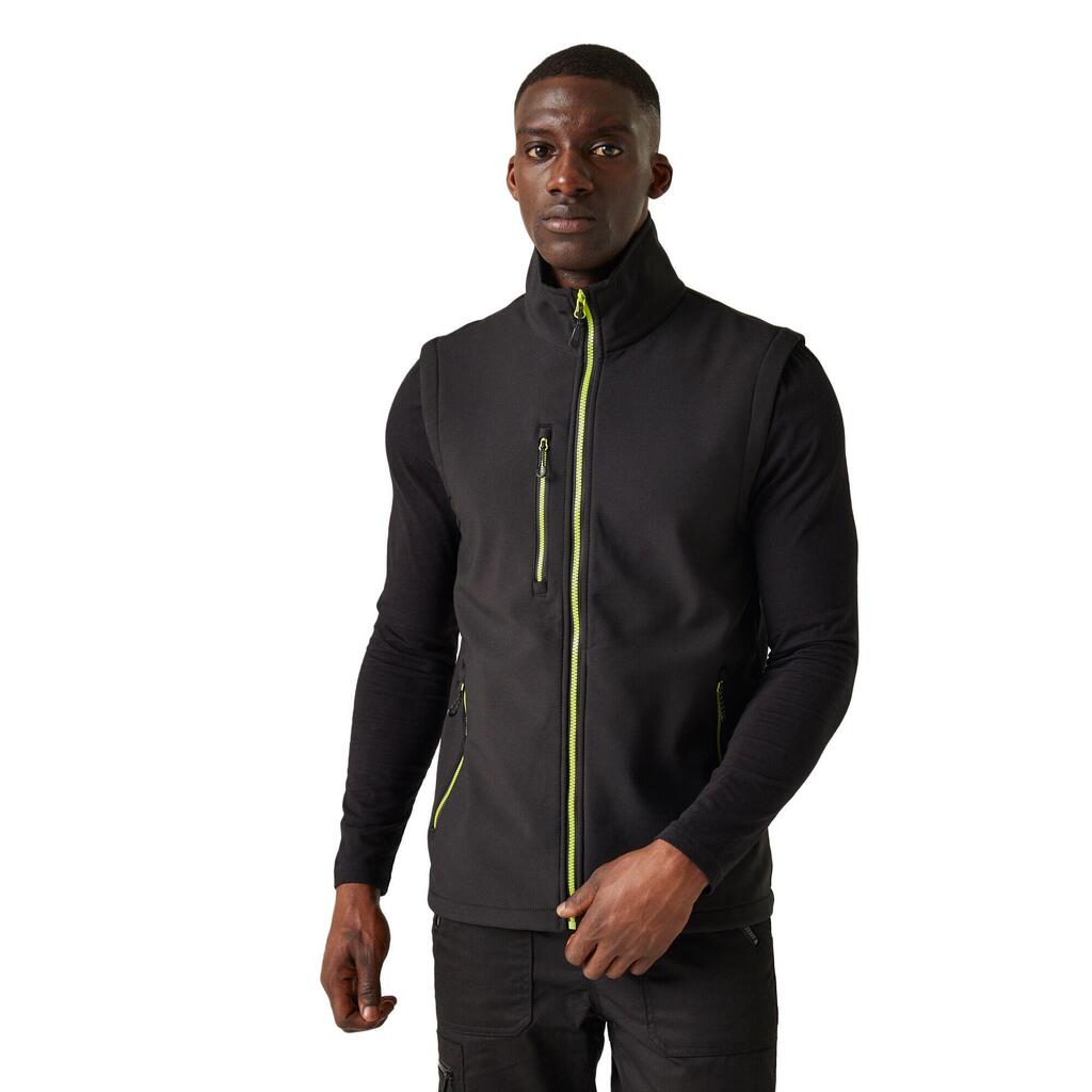 Mens Softshell 2 Layer Body Warmer (Black/Lime Green)