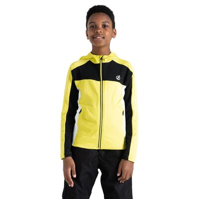 Childrens/kids thriving core stretch hooded midlayer (zwart/geel plum)