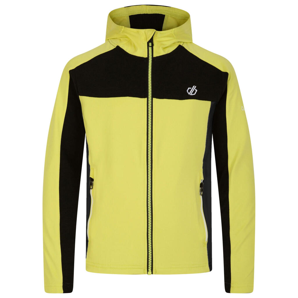 Childrens/Kids Thriving Core Stretch Hooded Midlayer (Black/Yellow Plum)