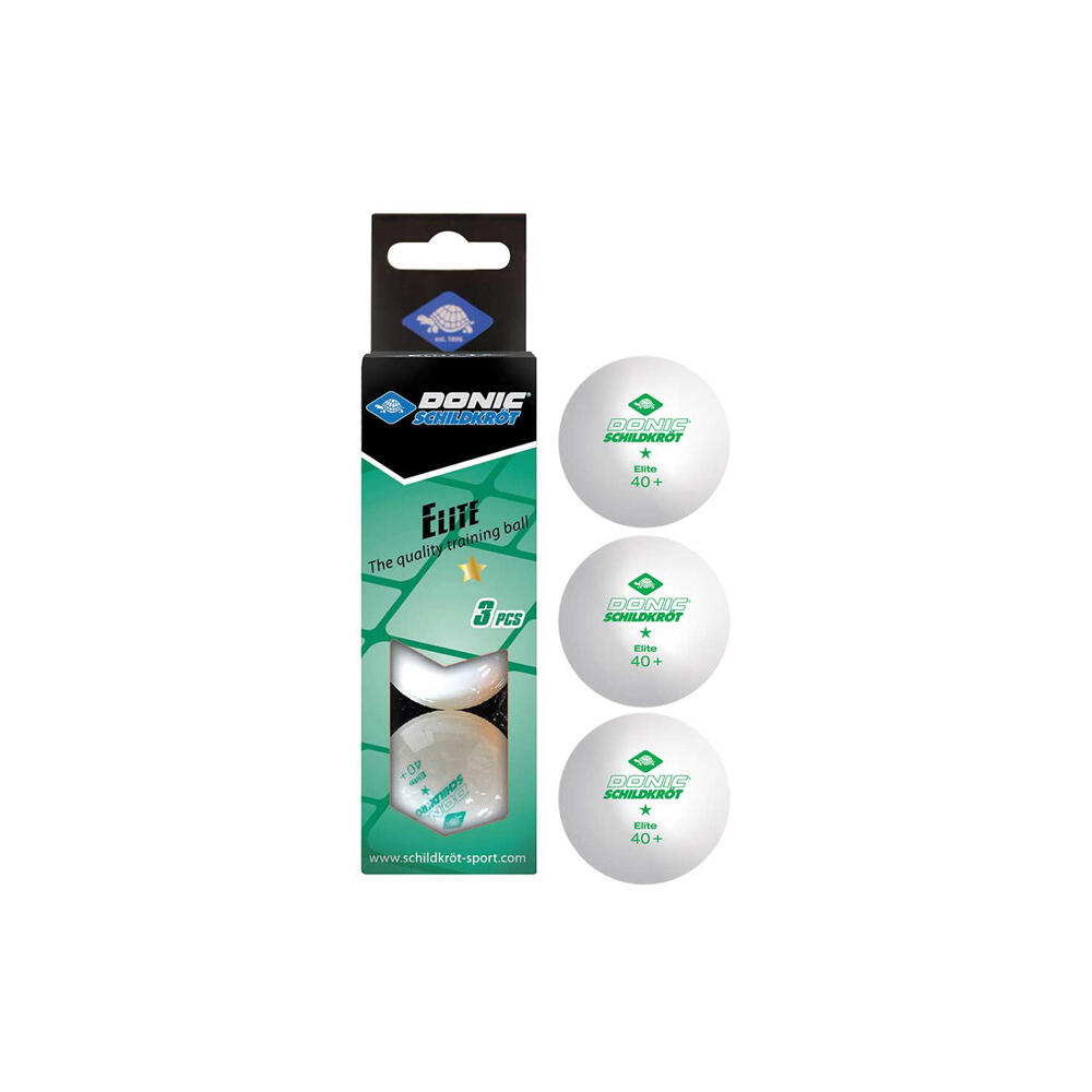 DONIC SCHILDKRÖT 1Star Table Tennis Balls (Pack of 3) (White/Green)
