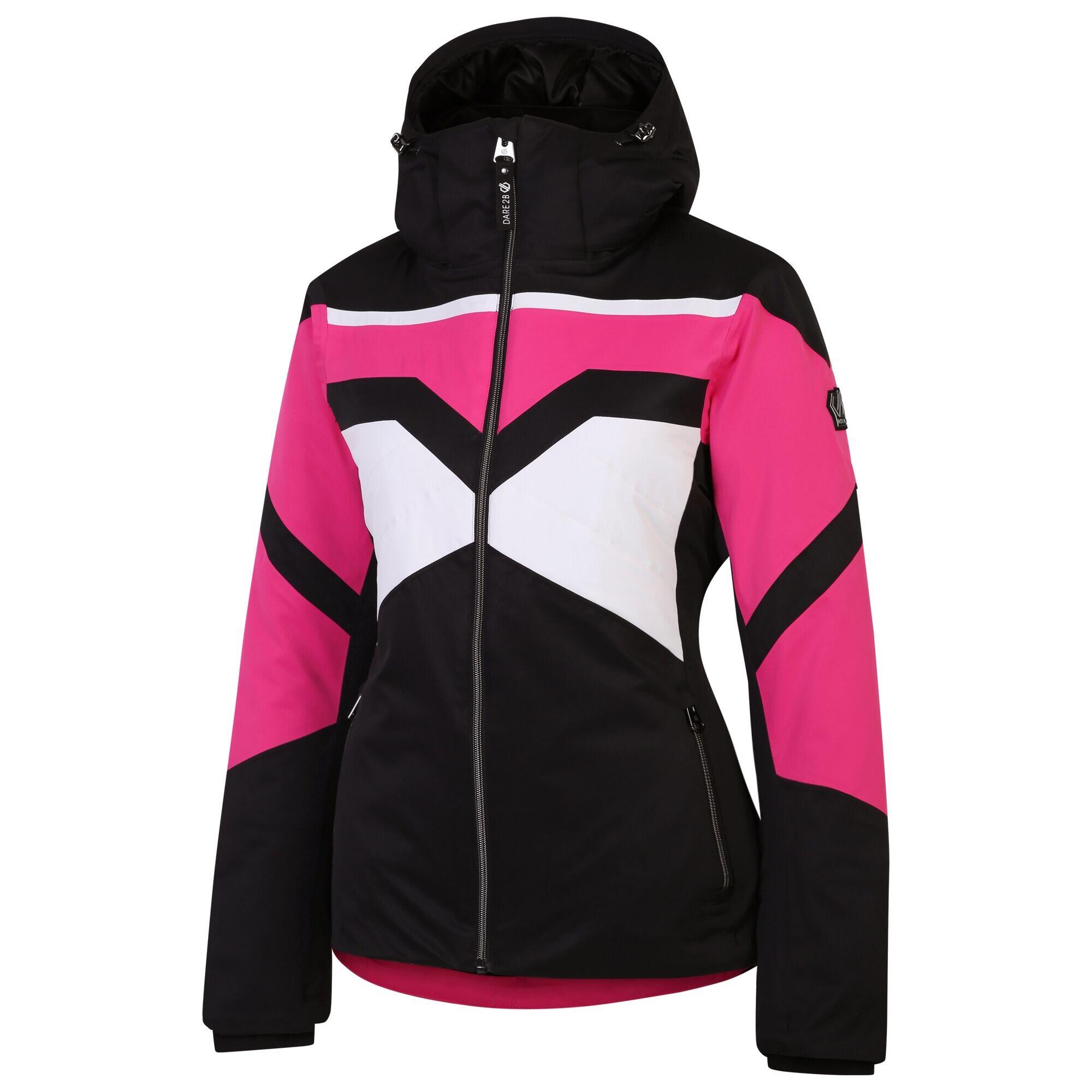 Womens/Ladies Rocker Hooded Jacket (Pure Pink/Black) 3/5