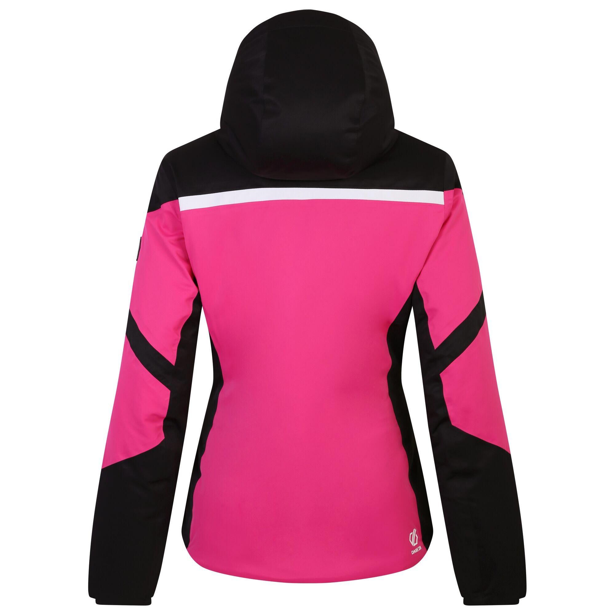 Womens/Ladies Rocker Hooded Jacket (Pure Pink/Black) 2/5