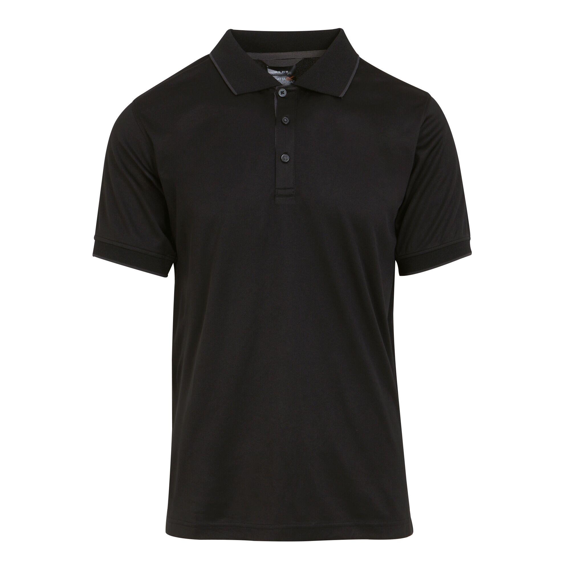 REGATTA Mens ShortSleeved Polo Shirt (Black/Seal Grey)