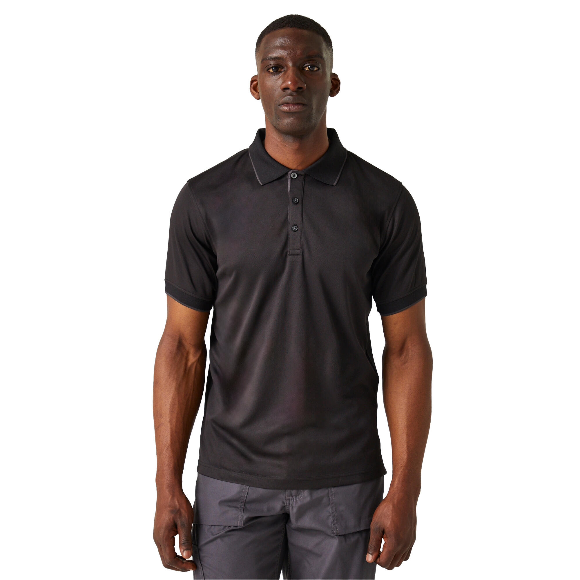 Herenpolo met korte mouwen (Zwart/Seal Grey) 3/5