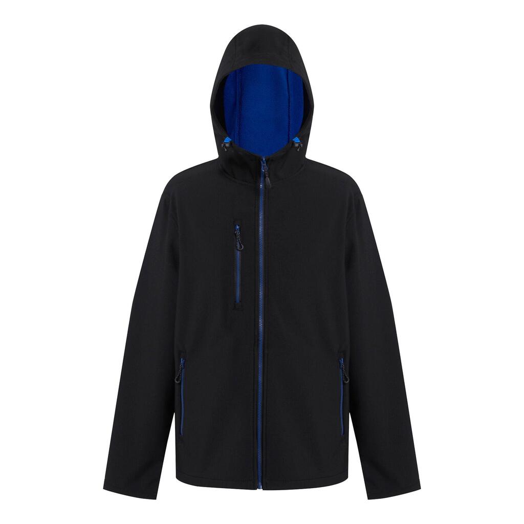 Mens 2 Layer Soft Shell Jacket (Black/New Royal)